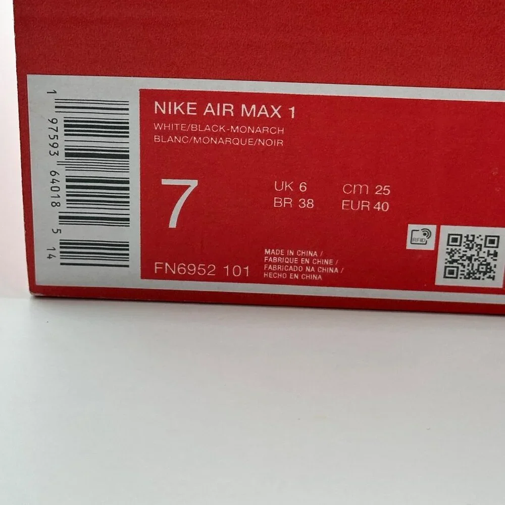 Nike Air Max 1 White Monarch Pure Platinum FN6952-101 Men's Size 7 Women 8.5 - Picture 12 of 12